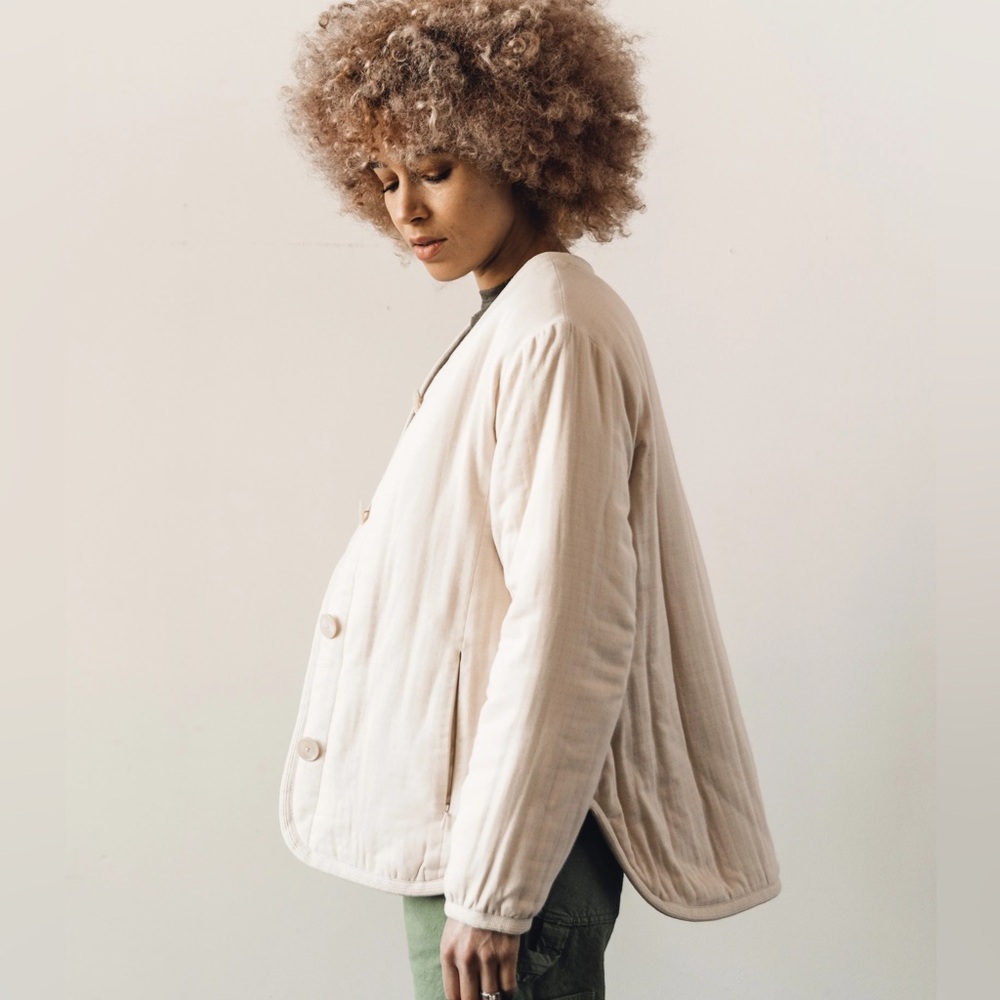 100% cotton white quilted jacket